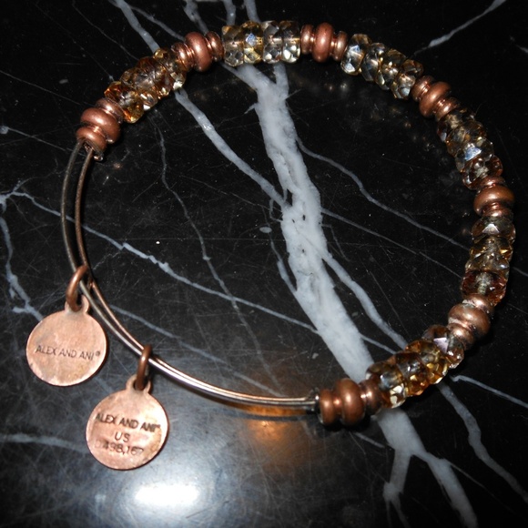 Alex And Ani Bracelet Copper Glass Beads Charms - Picture 2 of 5